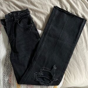 Zara Charcoal Ripped Jeans